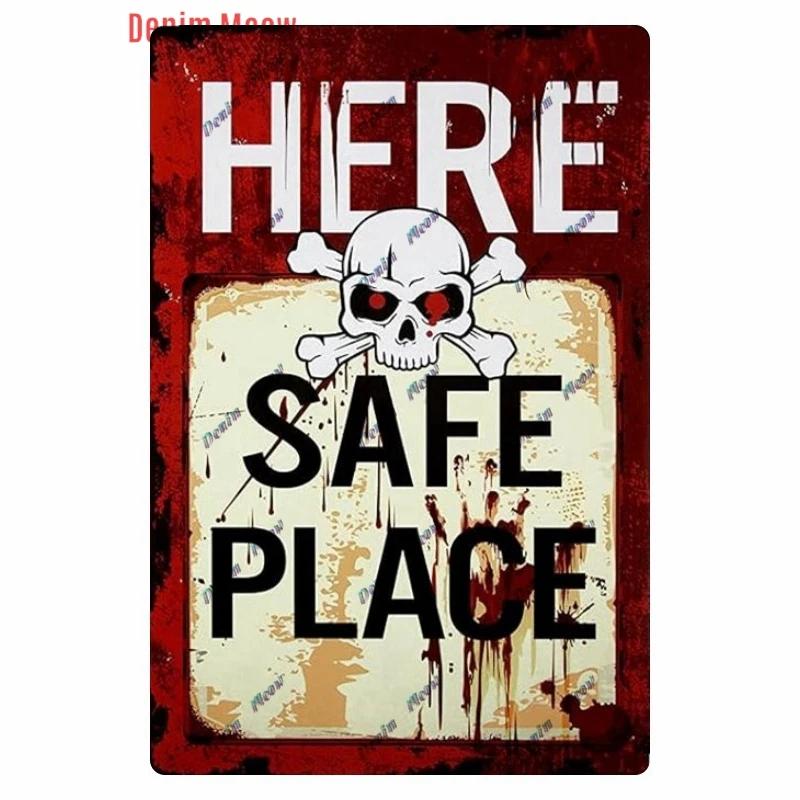 Vintage Witch Halloween Wall Art Poster, No Trespassing Metal Sign, Warning Tin Plates for Gift, Bar Party, Room Decoration WY68