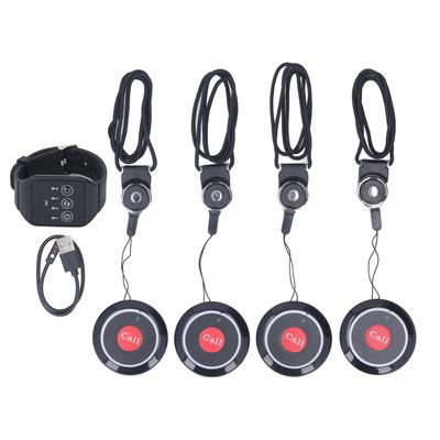 Wireless Restaurant Service Calling System 1 Watch and 4 Button Pagers Waterproof Restaurant Pager