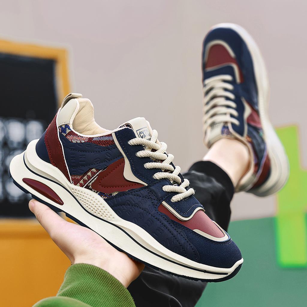 2025 Frühling Neue Herrenschuhe Rutschfest Abriebfest Lässig Sportschuhe, Farblich Passende Tägliche Low-Top Schnürschuhe