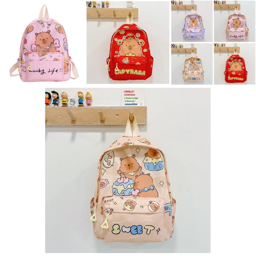 Delightful Capybara Cartoon Children's Backpack Stylish And Spacious For Daily Adventures