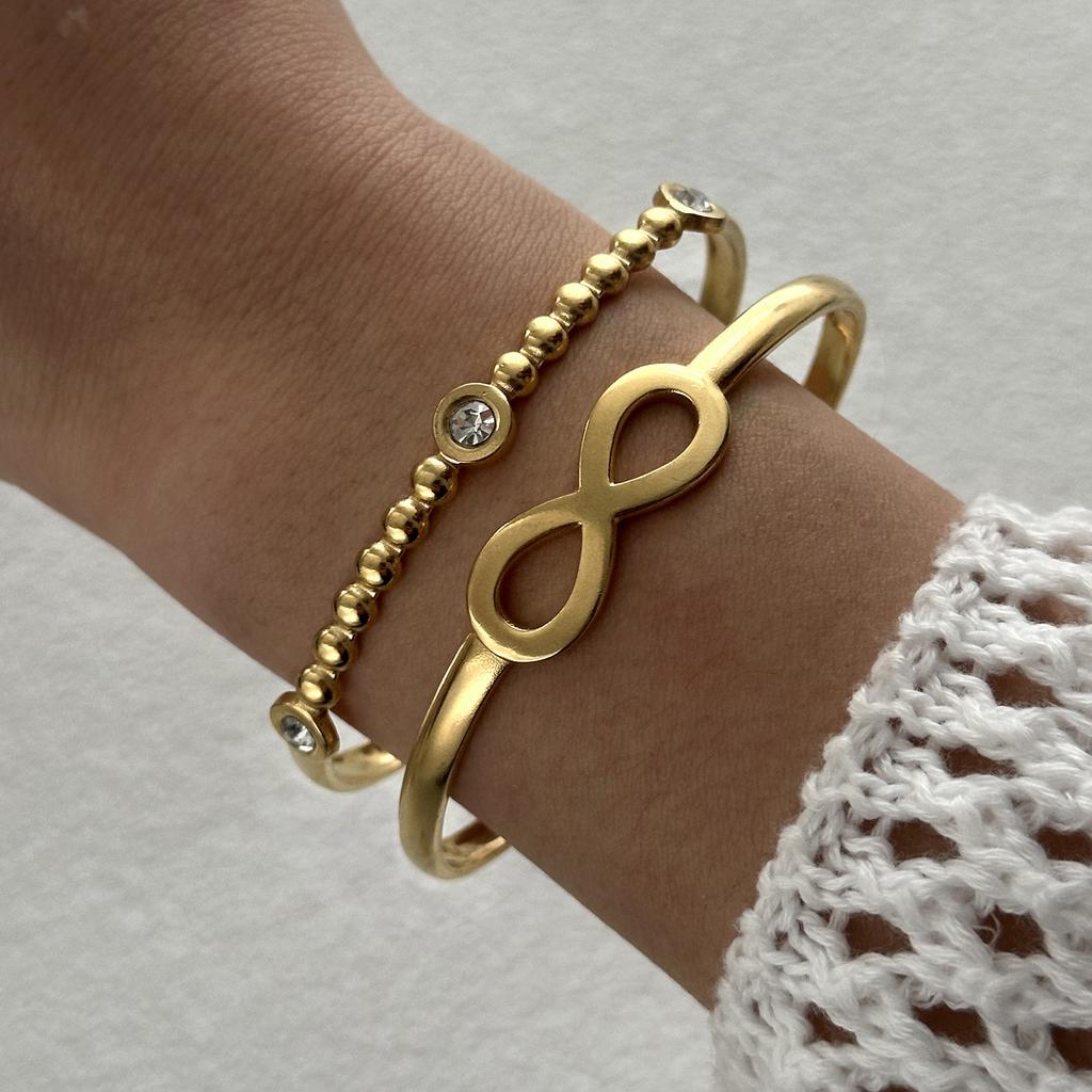 Stainless Steel Versatile Gold Irregular Hollow Wide Version Jewelry Women