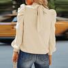 Women's And Winter Long Sleeve High Collar Bubble Long Sleeve Casual Loose Shirt Shirt