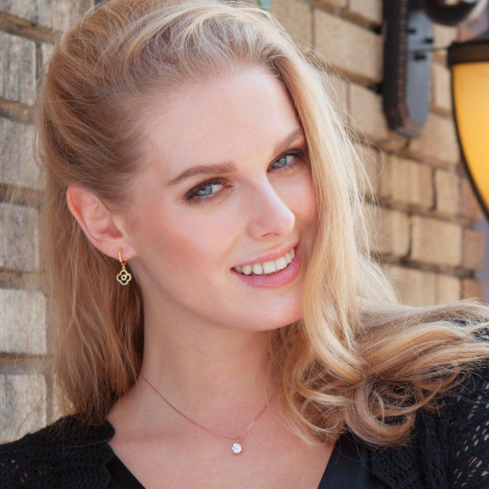 Gift from New York Earrings Onyx 10K Yellow Gold Dangle Earrings Flower Metal Hypoallergenic Gift Women's Women's