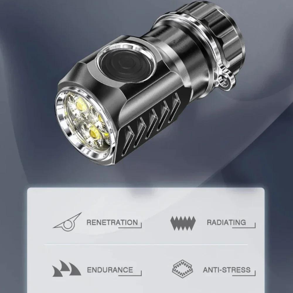 Mini 3*SST20 Powerful LED Flashlight USB Rechargeable 6 Modes Super Bright Waterproof Portable Pocket Torch for Camping Fishing
