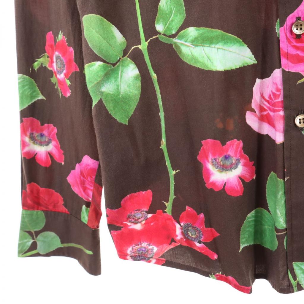Paul Smith Floral Long Sleeve Shirt 42 Brown Women Used