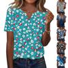 Women's T Shirt Print Button Short Sleeve Daily Weekend Fashion Basic V- Neck Regular Top