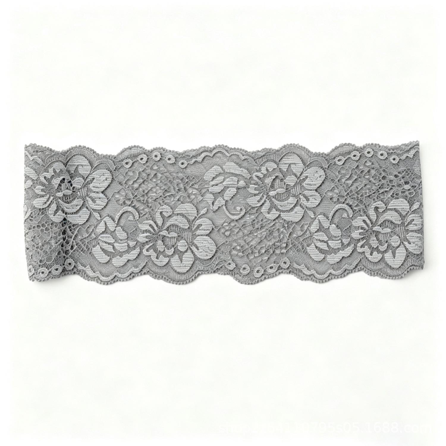 

Multi-color floral textured lace elastic single-layer breathable headband for wedding and party hair accessories темно-сірий