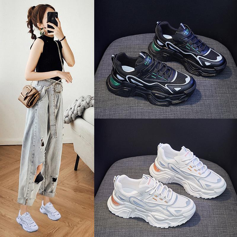 Classic Mesh Breathable Women's Shoes 2024 New Versatile Trendy Casual Shoes Wear-resistant Thick Soled Sports Shoes Sneakers