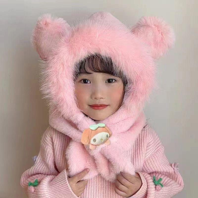 Children'S Winter Hat, Scarf, Integrated Hat, Two-Piece Set, Warm Baby Windproof Ear Protection, Thickened Two-Piece Set For Boys And Girls