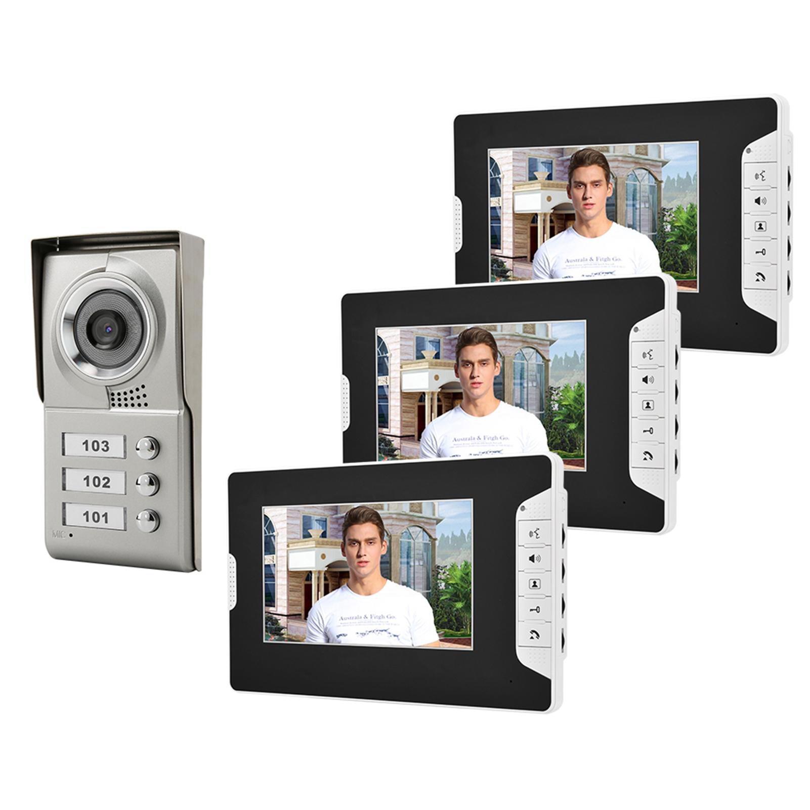 

Квартира 3 единицы Проводной Видео Домофон Аудио Визуальный Дверной Звонок Интерком Система Входа