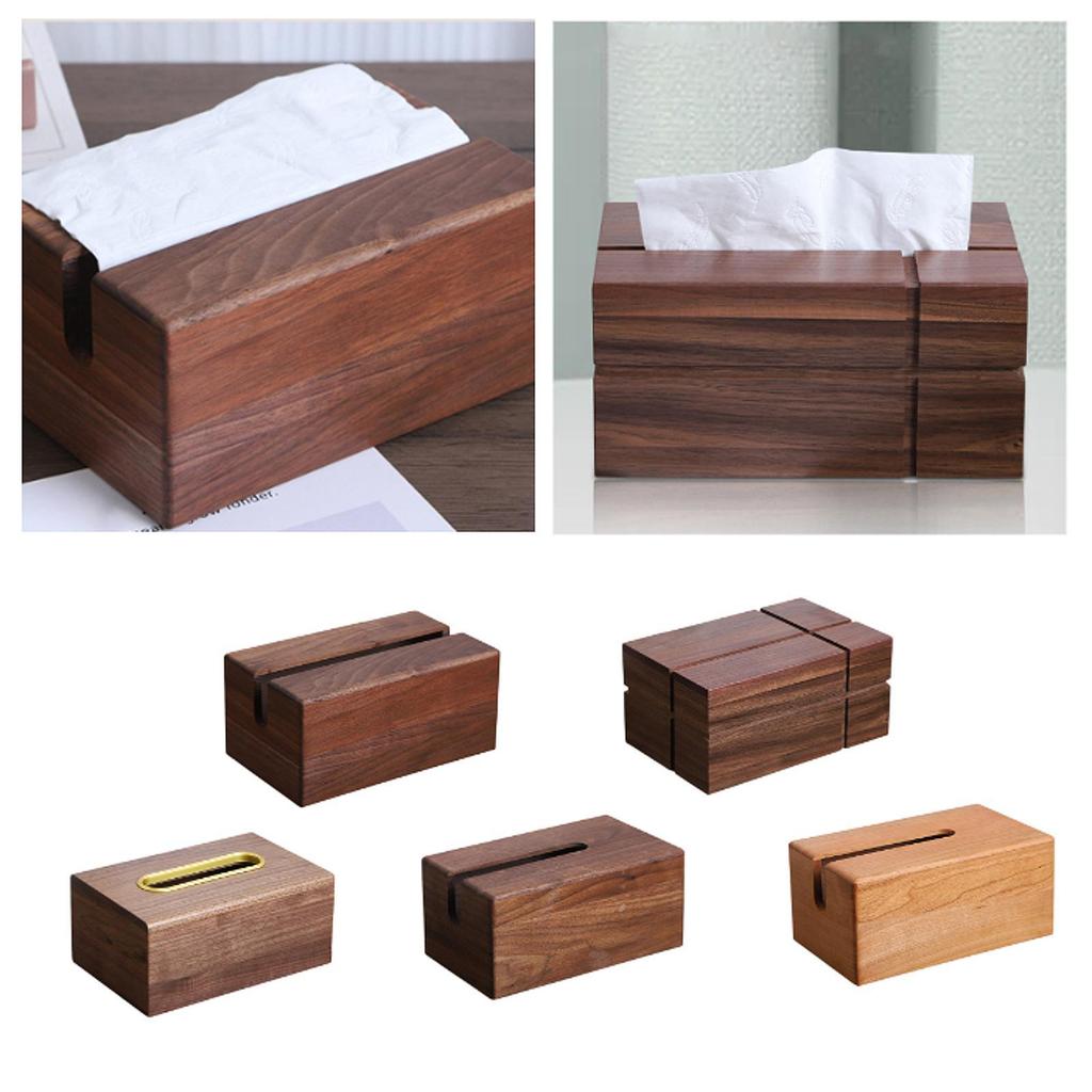 Tissue Box Wooden Ornament Paper Storage Box Rectangle Portable Tissue Cover Tissue Holder for Home Table Car Living Room El
