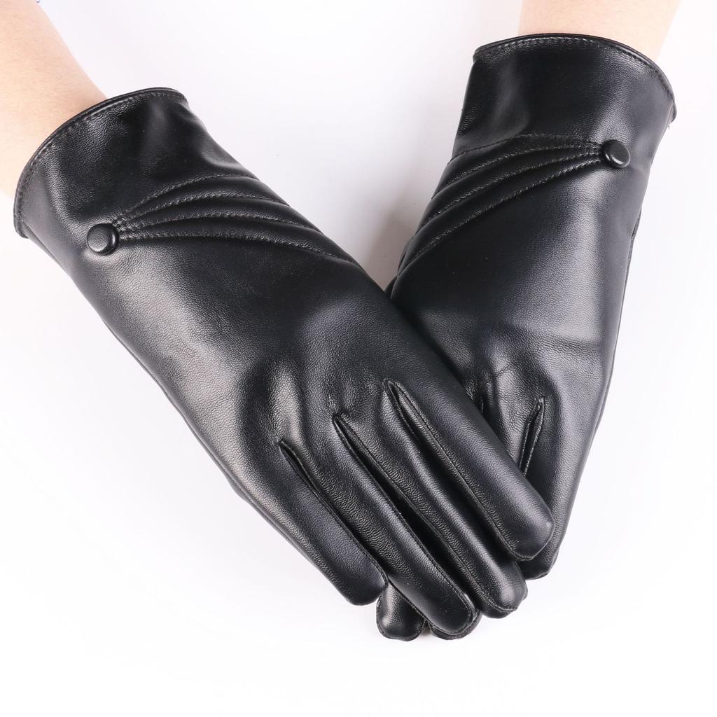 Novel Fashion Women Lady Soft Leather Gloves Winter Warm Mitten Xmas Gift Black