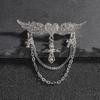 Crown Angle Wings Tassel Chain Brooch Vintage Badge Cross Suit Lapel Pin Corsage Women Men Accessories Jewelry Luxury
