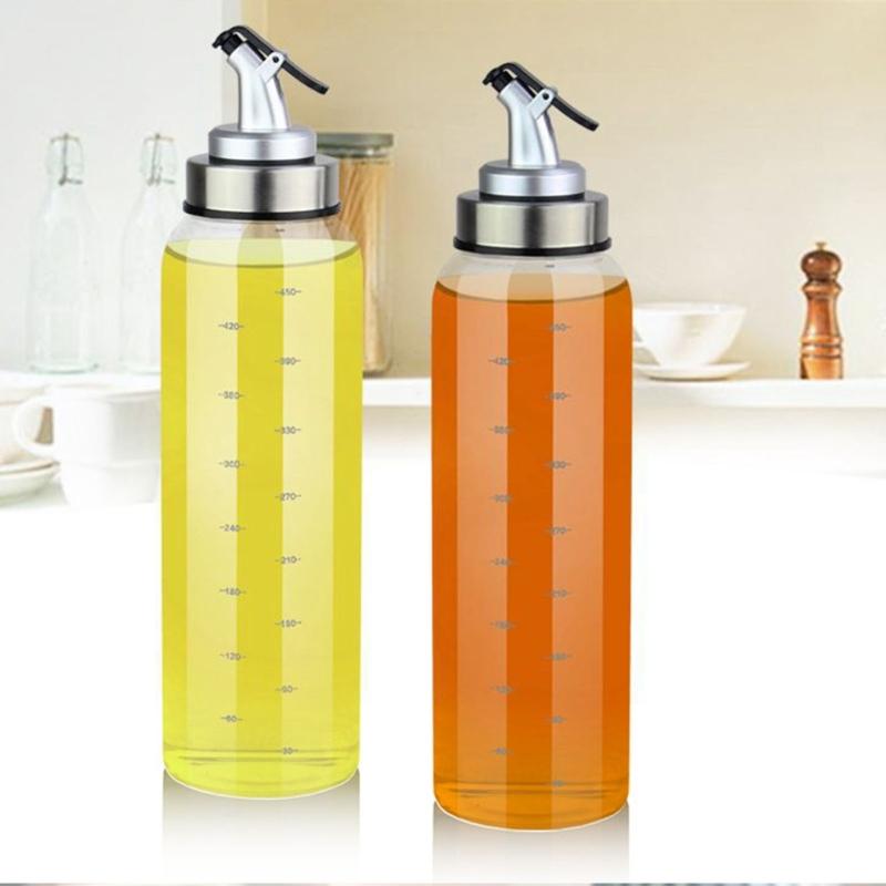 Clear Glass Spill Proof Condiment Bottle With Tight Lid Kitchen Liquid Dispenser Large Capacity Oil Vinegar Container
