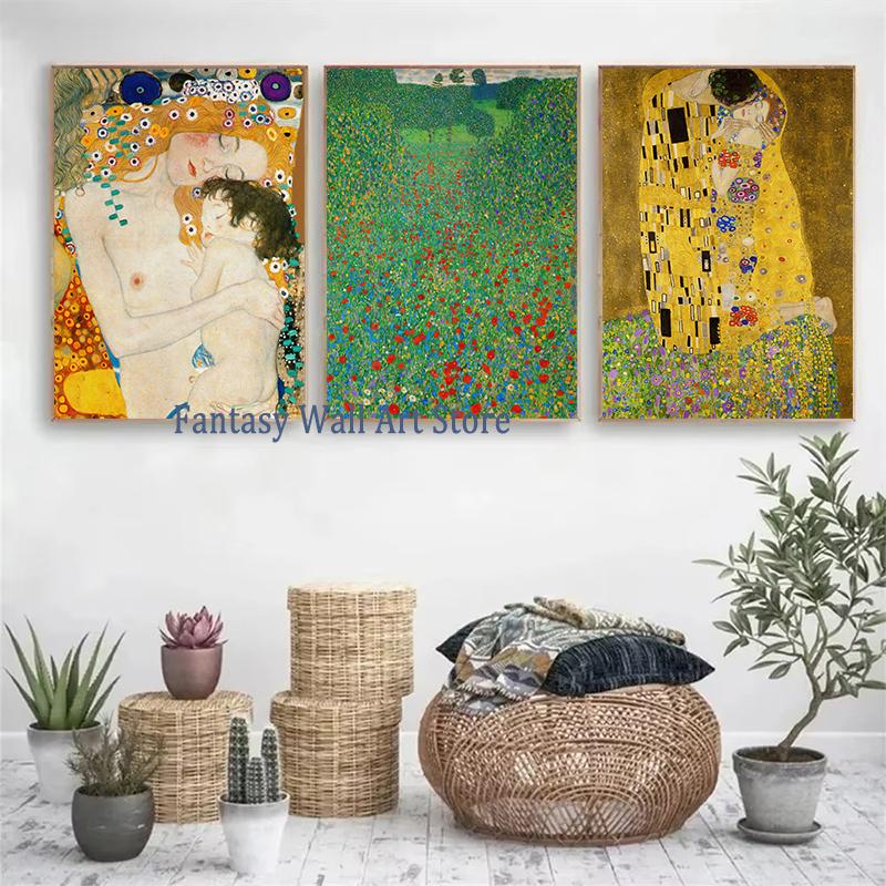 Klimt and Schiele Art Exhibition Print Gustav Klimt Vintage Garden Art Print Egon Schiele Women Famous Painting Decor Canvas Art