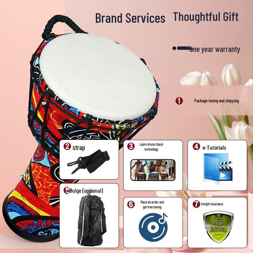 Sheepskin African Hand Drum for All Ages - Beginner To Professional