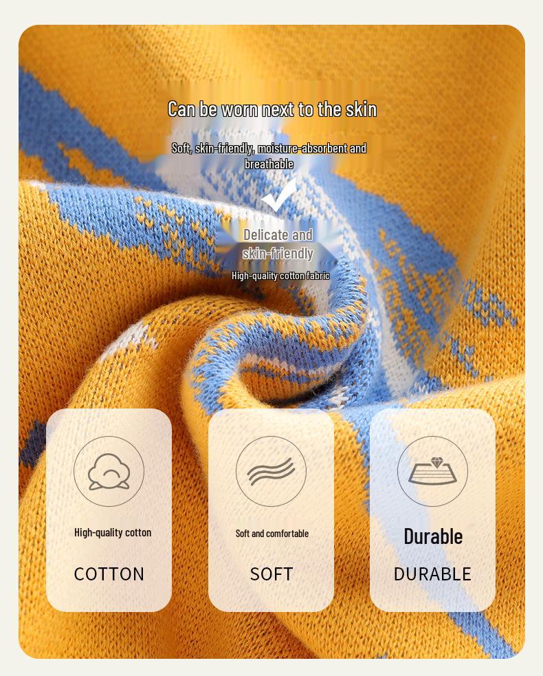 Boys' Fleece-Lined Round Neck Korean-Style Sweater: Thick Knitwear for Autumn and Winter