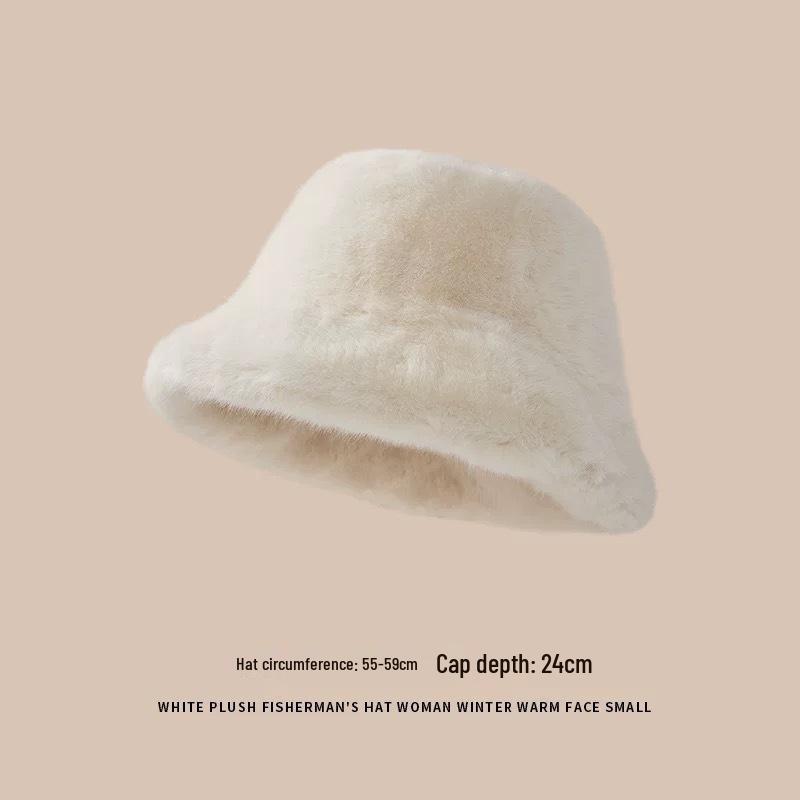 Women's Plush Mongolian Hat: Thick Warm Faux Mink Fur Bucket Hat with Ear Protection for Autumn and Winter