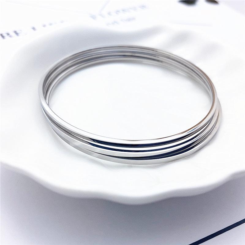 Korean Rose Gold Titanium Steel Bracelet Set for Women - Three Lives, Three Worlds Style стальной