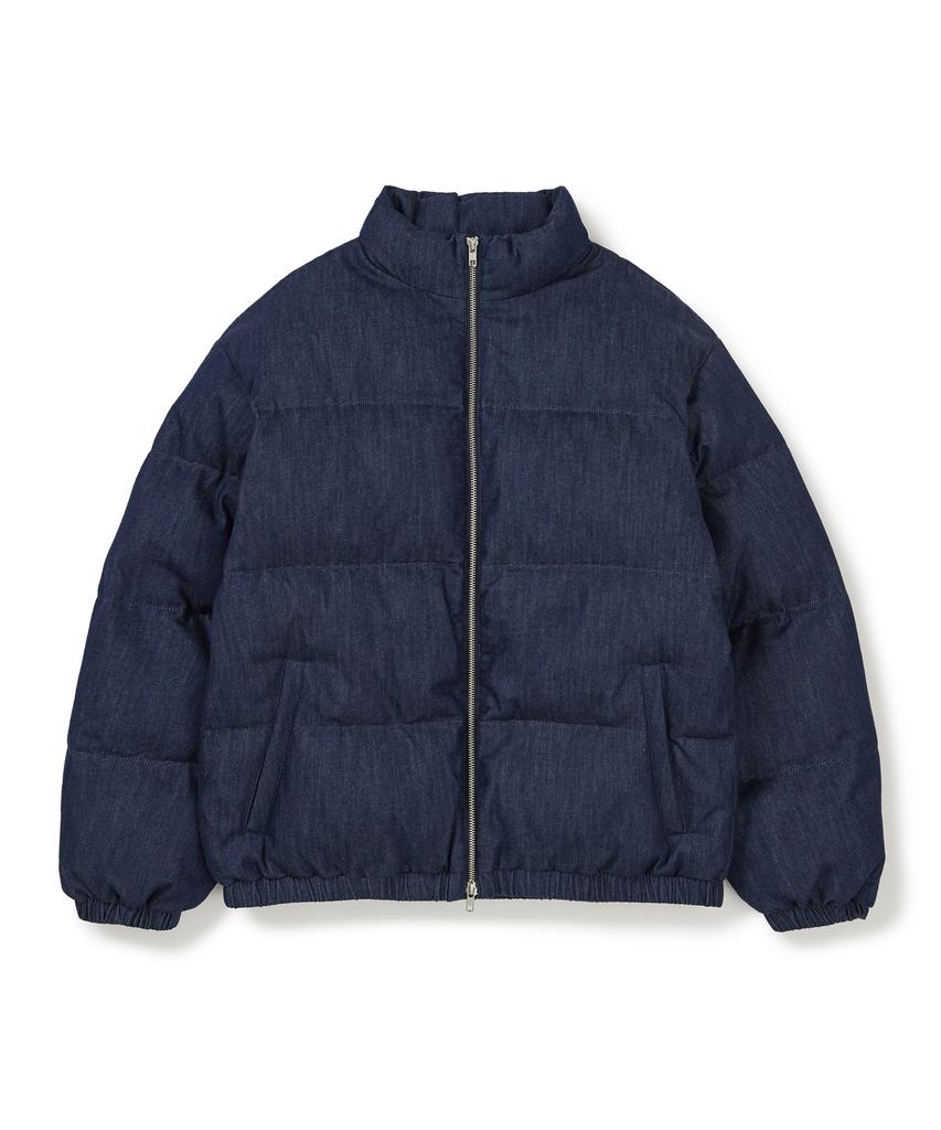 West Grand Boulevard Monstro Crop Denim Puffer Jacket Washed Blue