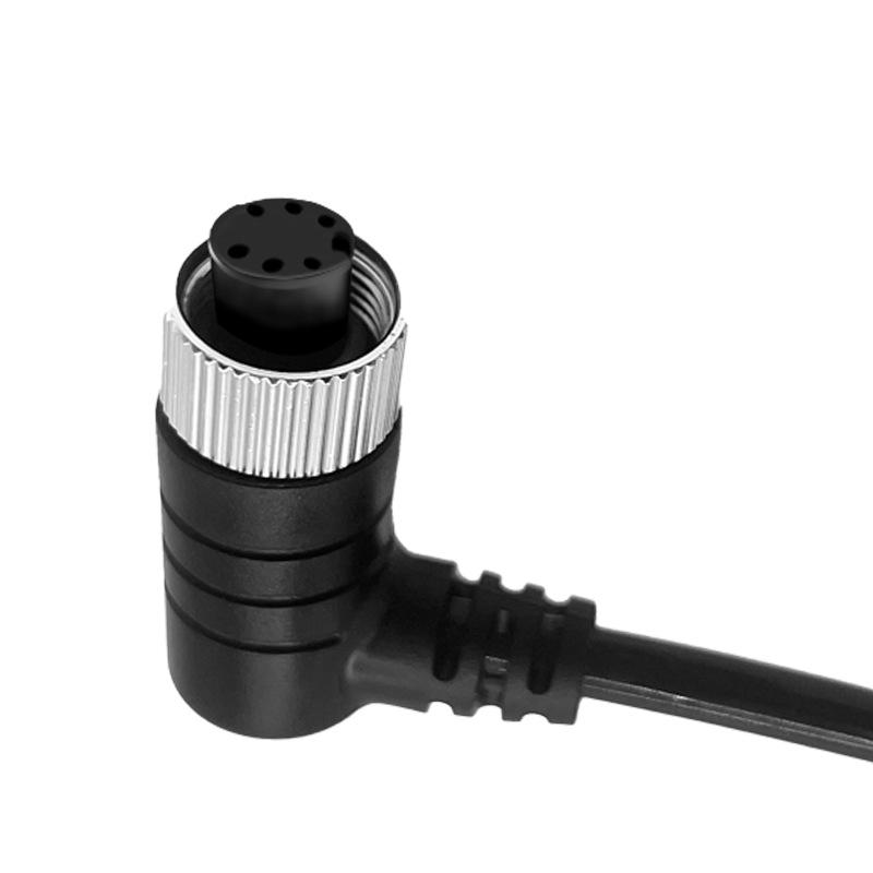 6-pin M12 Waterproof Male To Female Spring Cable for Instruments, Shared Bikes, LED Lights - IP65 Rated.