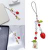 Stylish Phone Chain Strawberry Rabbit Charm Keyring Pendant Beaded Keychain