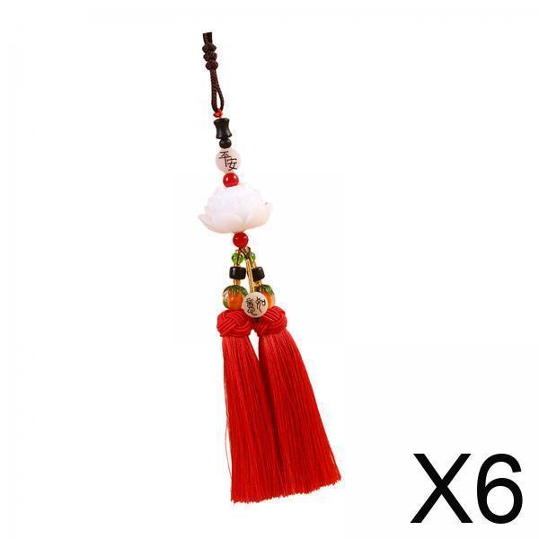 Auto Interior Car Pendant Lotus Decor Rearview Mirror Dangling Ornament Resin Tassel for SUV Truck