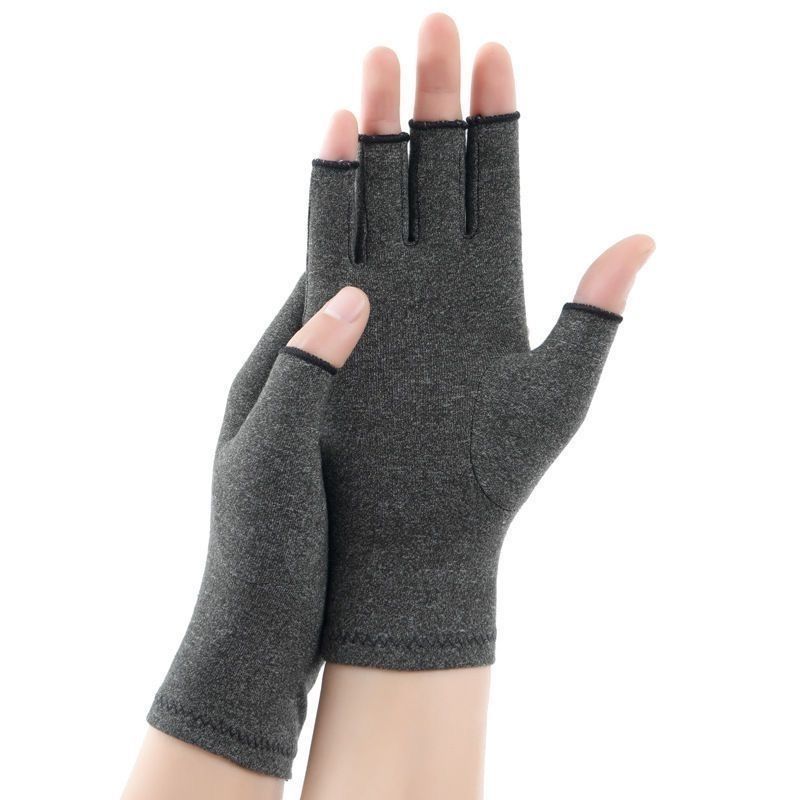

Pressure Knuckles of Gloves Pain Relief Health Care Gloves Physiotherapy Anti-Edema Gloves Cycling Joint Protection Half Finger Small size pair (pressure gloves) [Gray]]