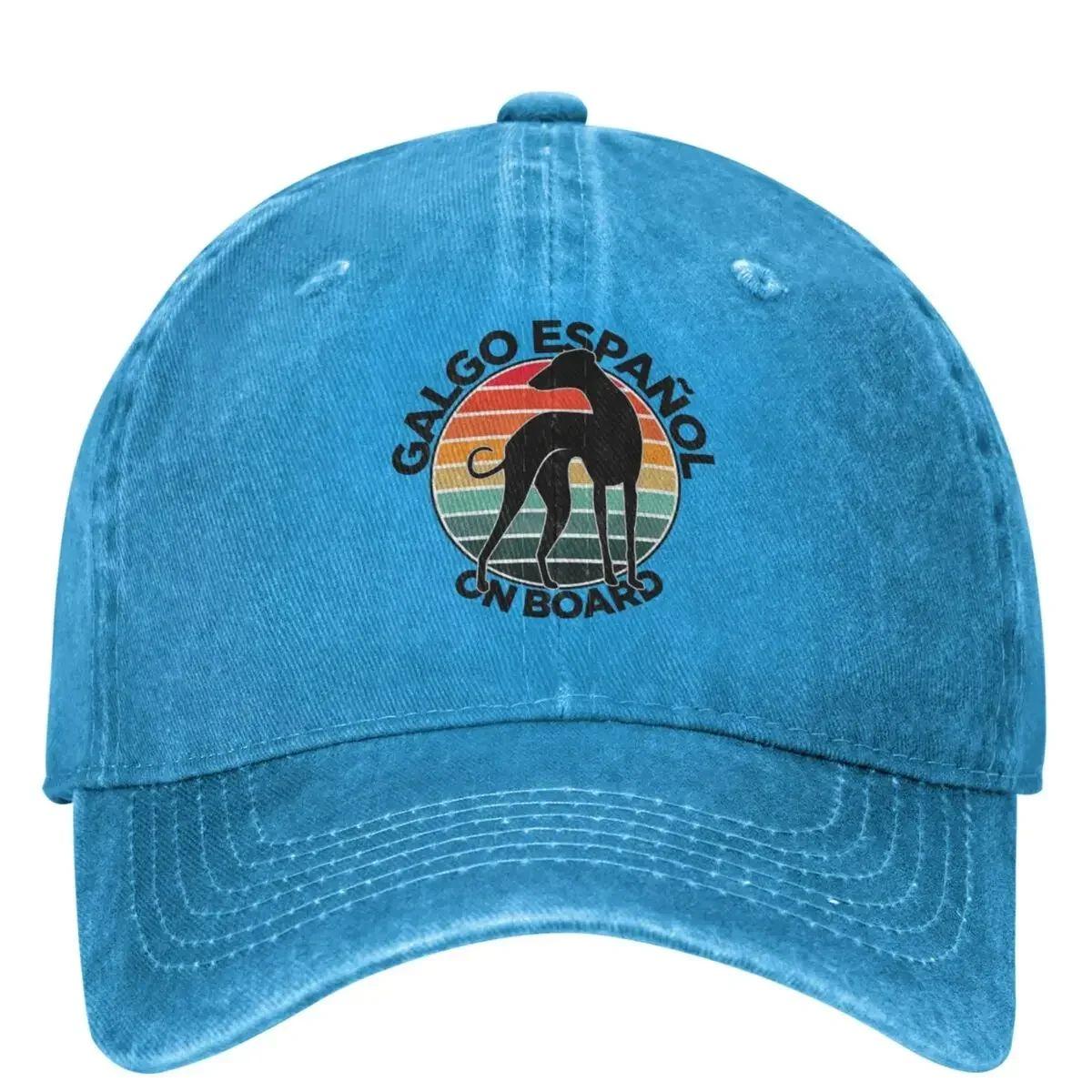 

Galgo On Board Baseball Cap Dog Print Casual Women Unisex Washed Trucker Hat Breathable Custom DIY Hunting Camping Baseball Caps Adjustable
