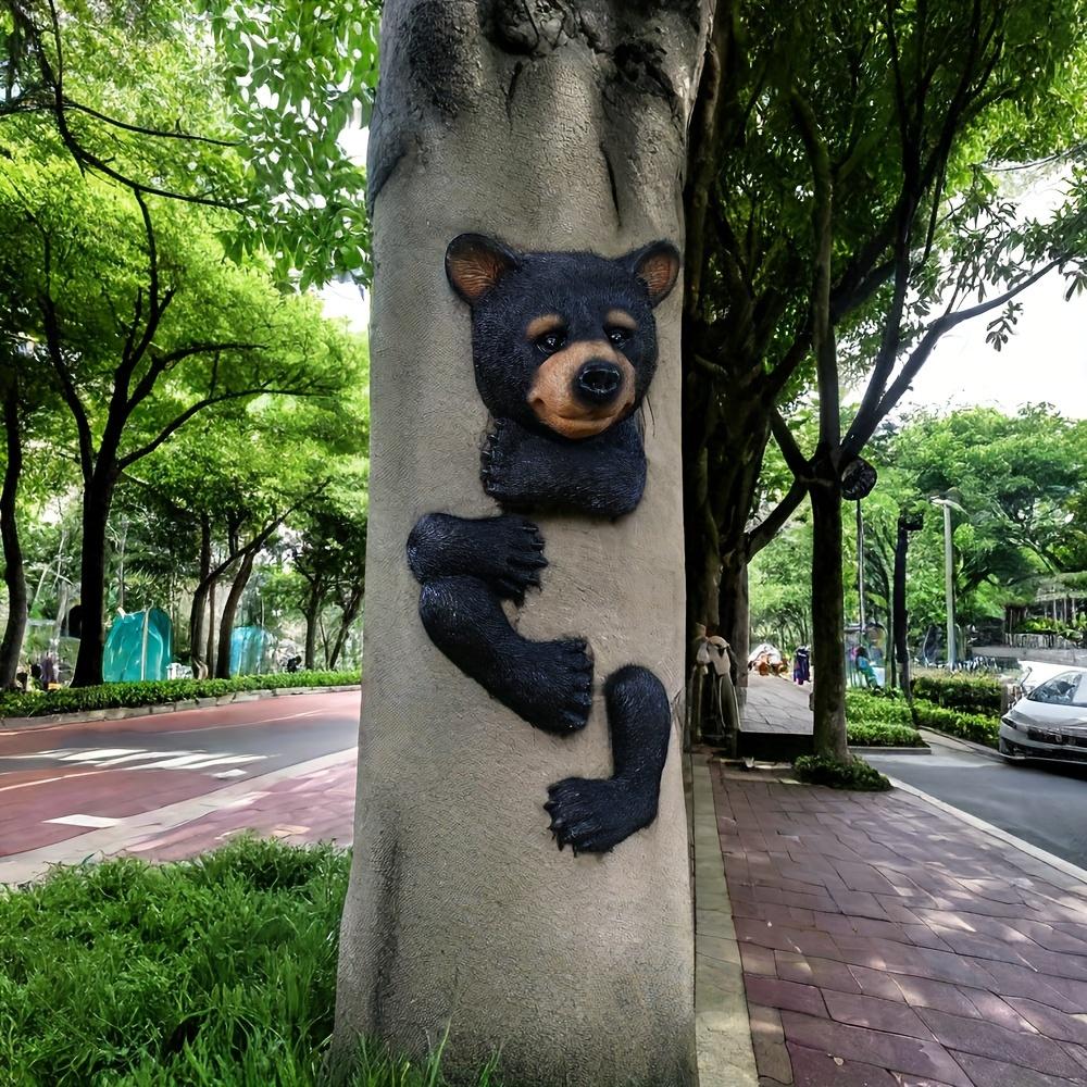 Black Bear Tree Hanging Ornament - Resin Outdoor Garden Statue, 12 Inch Halloween & Year-Round Yard Decor, Easy-Hang