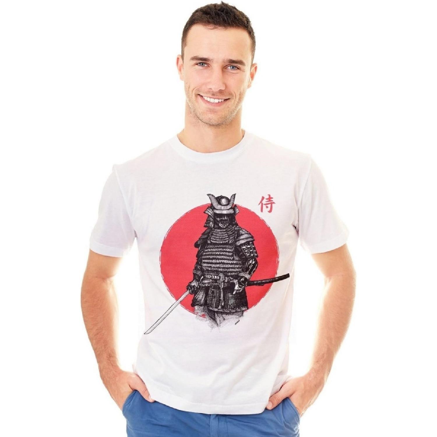 Retreez Винтажная футболка с принтом самурая-ронина на фоне восходящего солнца S