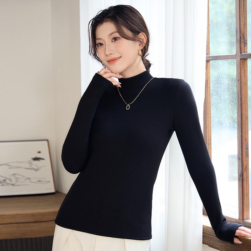 

Унисекс приталенная трикотажная рубашка с полуворотом - подкладка из толстого бархата для тепла осенью/зимой, длинный рукав 3XL (160-180 cm)