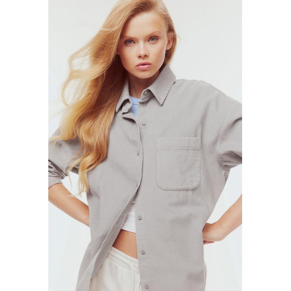 

H M Oversized Corduroy Overshirt Grey