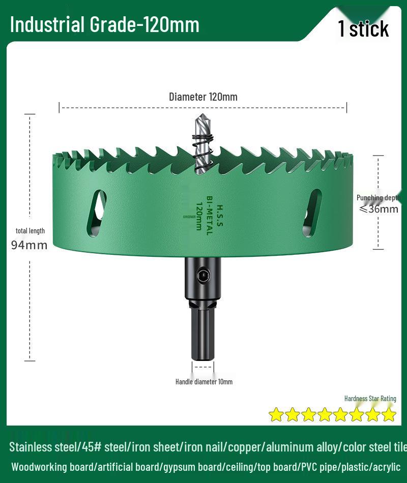 Green Forest Hole Saw Drill Bit for Metal, Wood, Plastic, and Gypsum Board
