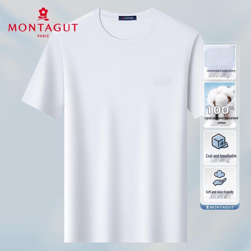MONTAGUT Men s Pure Cotton Round Neck Short-Sleeve T-Shirt 56