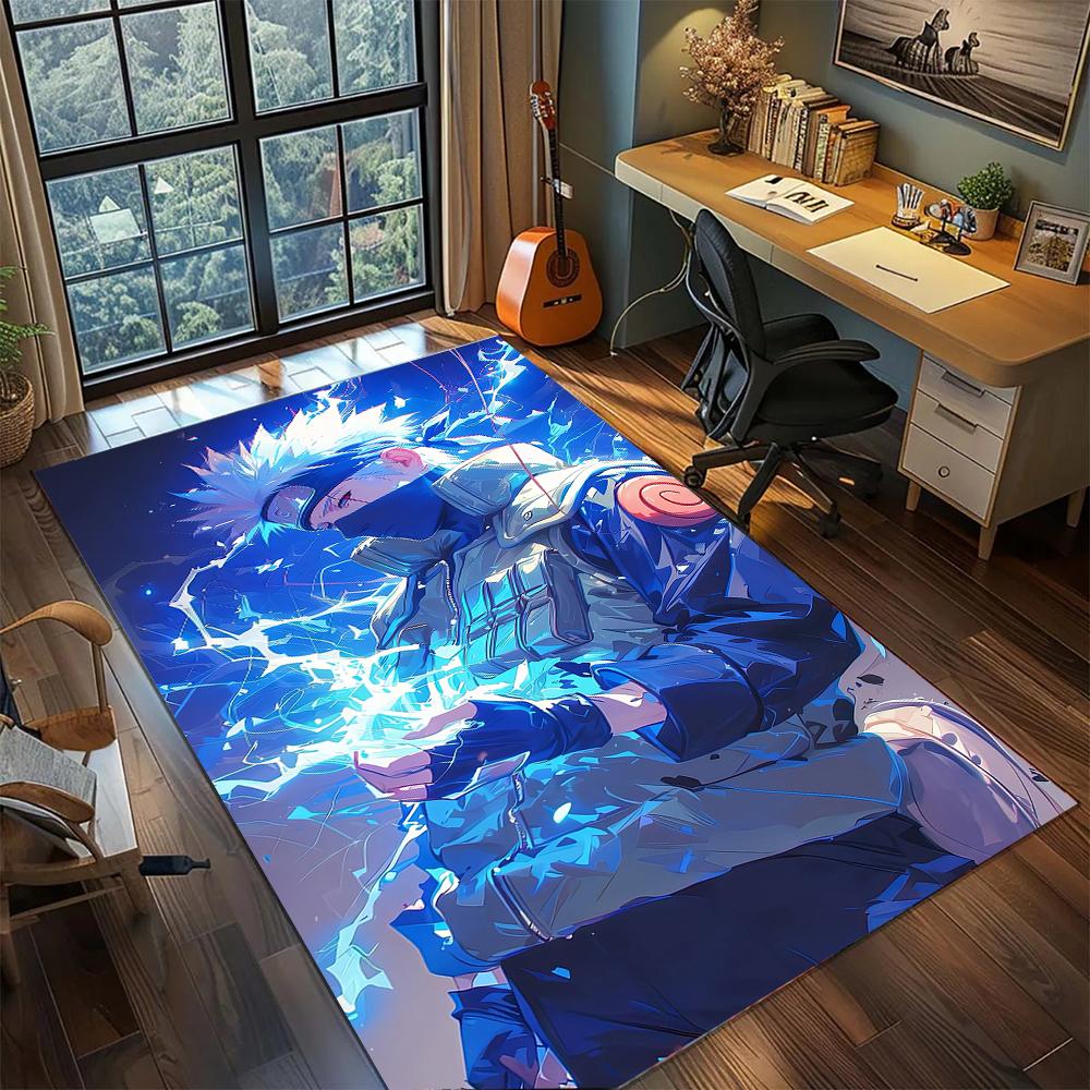 Kakashi Hatake Team 7 Sensei Portrait Rug Carpet Large Area Rug Non Slip Washable Floor Mat Gamer Room Bedroom Home Decor
