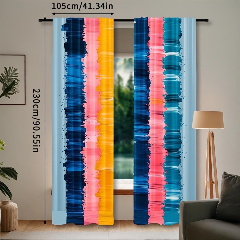 Set Of 2 Contemporary Curtains Fashion Oil Painting Design Semi Polyester Pongee Woven Decorat Curtain Sheer Made With Rod Pocket Machine Washable