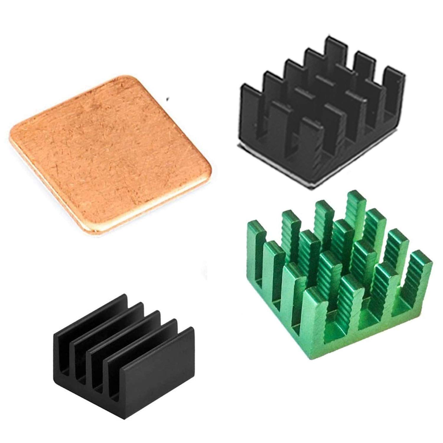 Easycargo Raspberry Pi 4 Heatsink Kit Aluminum + Copper + Thermal Conductive Adhesive Tape, Cooler Heat Sinks for Cooling Raspberry Pi 5, 4, 3 (Green