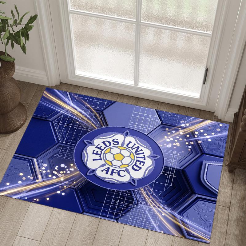 Design Calcio Leeds United Tappeto in Velluto di Cristallo Accogliente Non?Tappeto Stampato Antiscivolo per Camera da Letto Soggiorno Ingresso