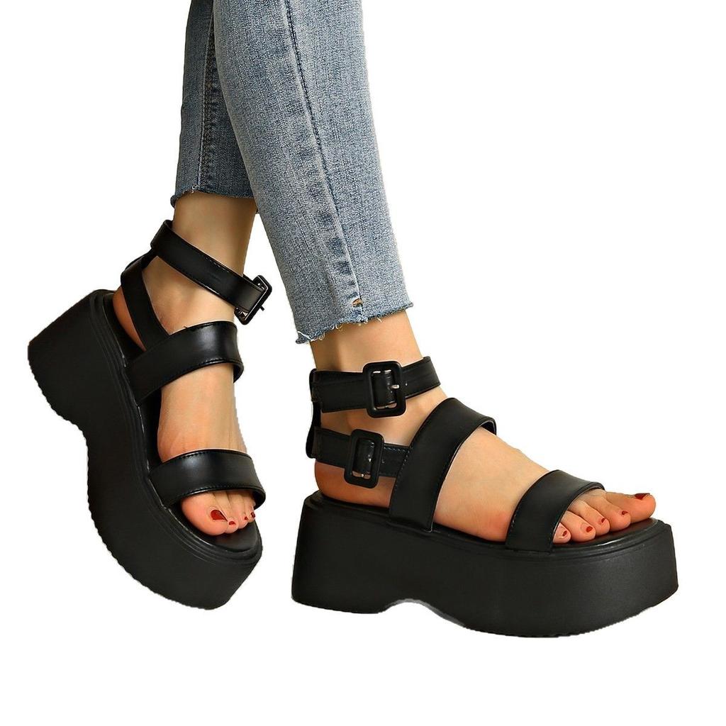 Fashion Summer Gladiator Sandals 2025 New Women Calfskin Leather Open Toe T-bar Strap Hook & Loop Summer Ladies Shoes Handmade