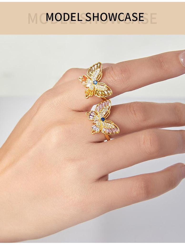 Elegant Light Luxury Zircon Butterfly Ring