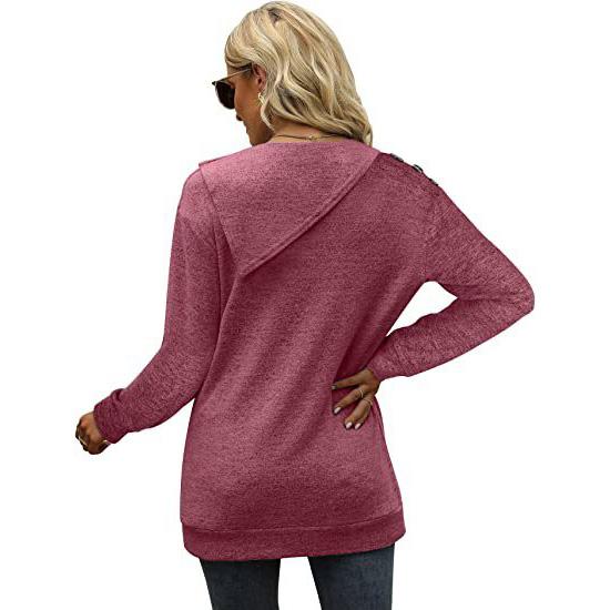 Women Plus Size Pullover Double Layer Round Neck Button Long Sleeve Sweatshirt  Loose Casual Solid T-shirt