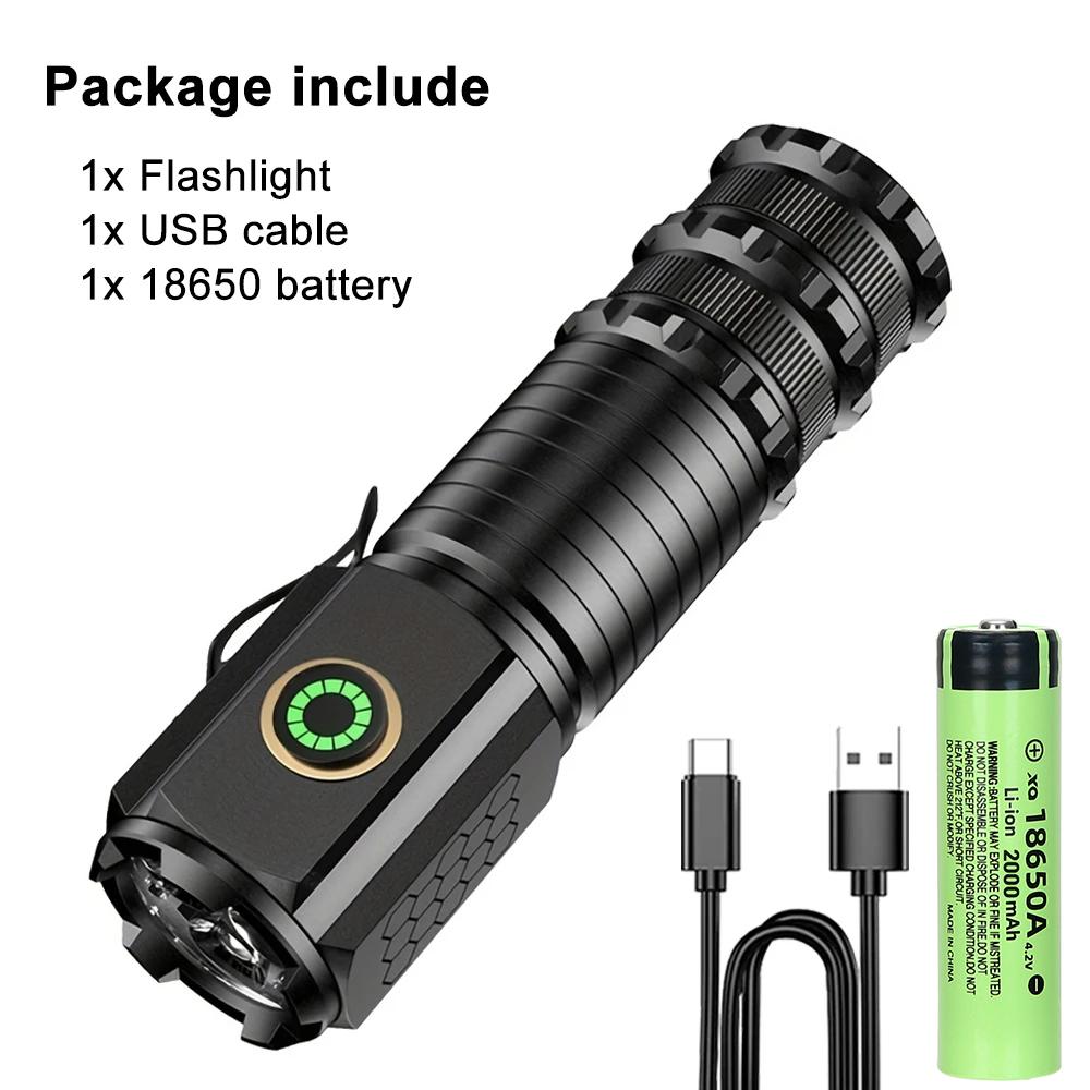High Power Led Flashlights With Battery Type-C Rechargeable EDC Flashlight Hat Clip Light for Outdoor Hiking Camping Lantern