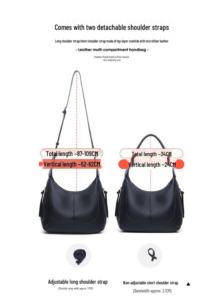 Casual Cowhide Leather Shoulder Bag for Women, 2026 Style - Versatile Crossbody and Underarm Bag, Simple and Fashionable.