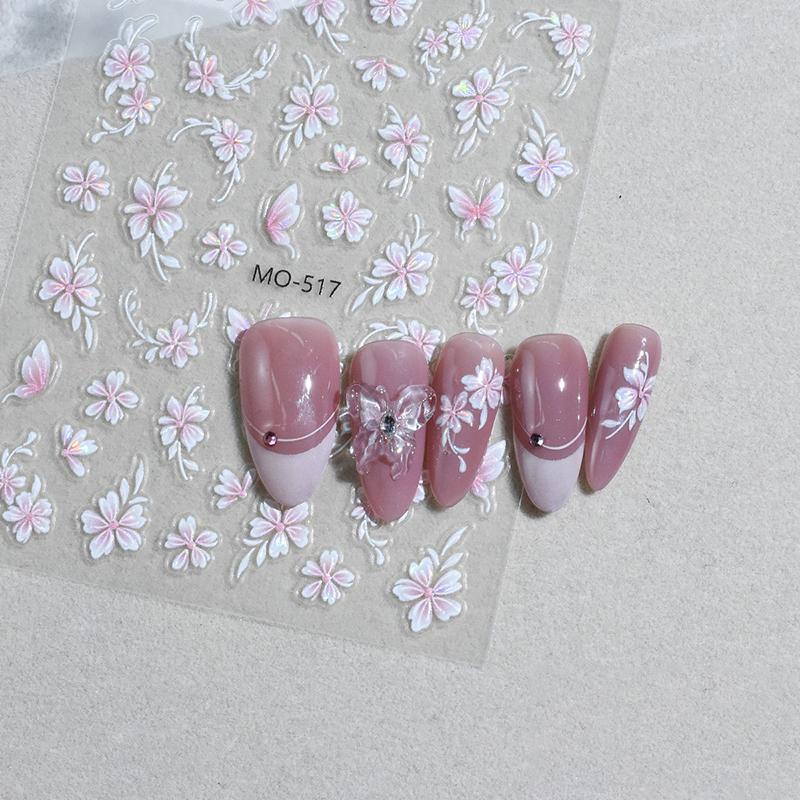 Nail Adhesive Nail Charm Nail Art Accessories Laser Flower Nail Sticker Nail Art Decoration Relief 3D Sticker