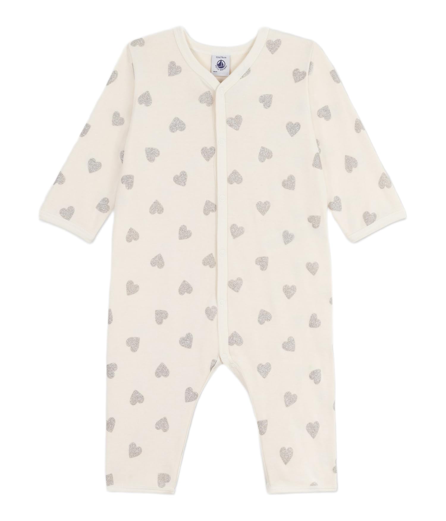 

Petit Bateau Footless Romper 60cm A0E83, Off-White/Gray, 3-Months,