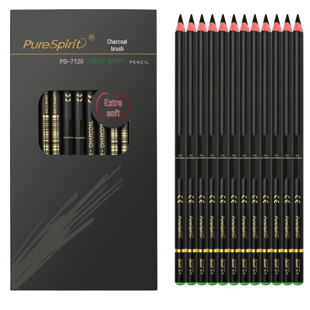 Charcoal Sketching Pencils Set: Soft/Medium/Hard (2B, 4B, 6B, 8B, 10B, 12B, 14B) for Students & Artists