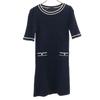 ANAYI Made In Japan Short Sleeve Pile Knit One Piece 38 Navy Women Used