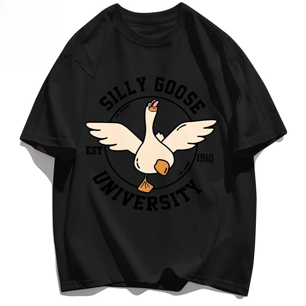 Silly Goose University Printing Women TShirts Summer Short Sleeve Loose T Shirt Crewneck Streetwear Women Soft Clothes