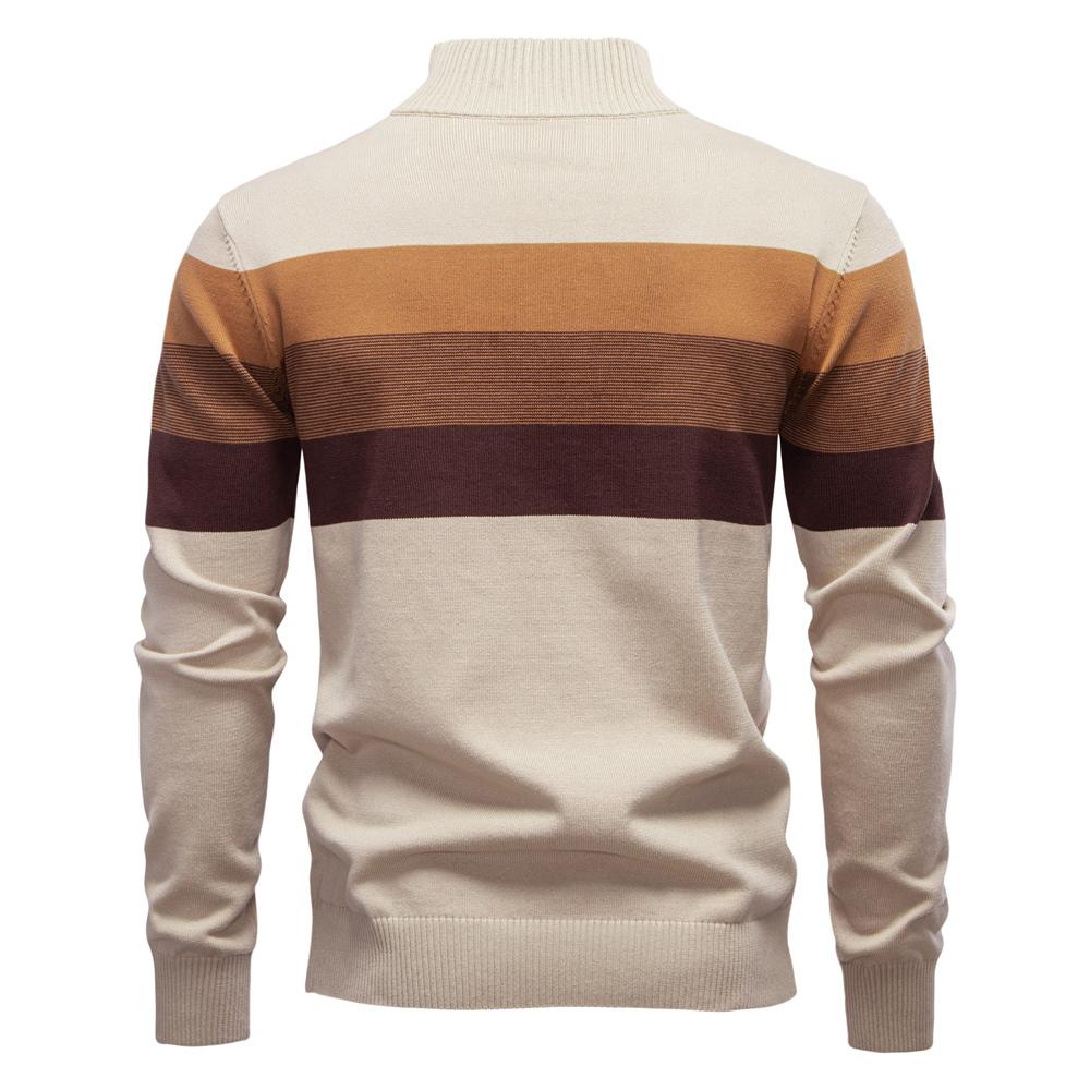 Männer Patchwork Pullover Pullover Baumwolle Casual Zipper Mock Neck Pullover für Männer Neue Winter Mode Warme Pullover für Männer